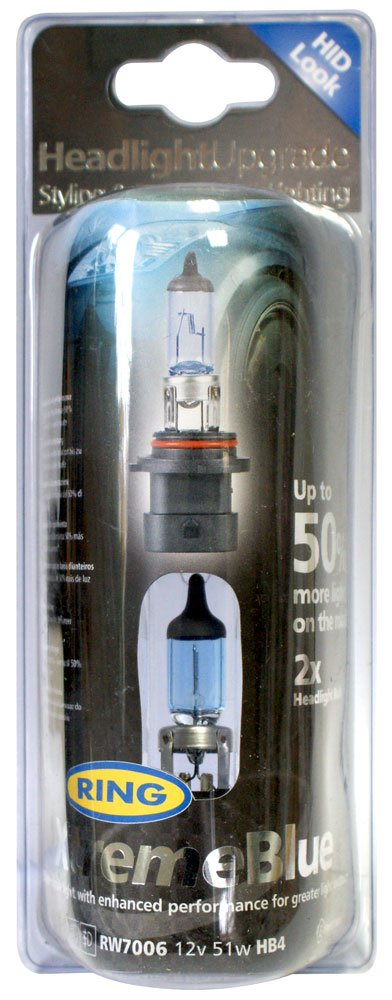 Ring Automotive RW7006 HB4 P22d Xtreme Blue with 50 Percent Halogen Headlamp, 12 V, 51 W