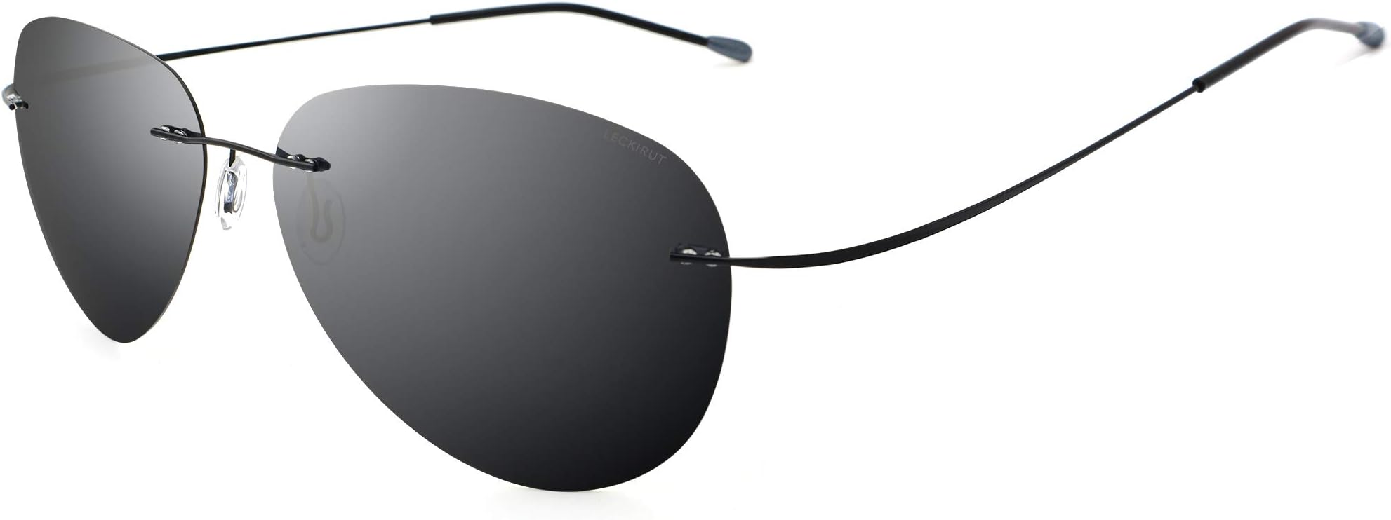 Men Rimless Titanium Lightweight Aviator Polarized Sunglasses for Driving