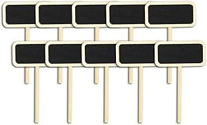 Mini Wood Chalk Board Plant Tag on Stake Mini Chalkboard Stakes Blackboard Mini Wood Sign for Garden Ornament Flower Pots Bonsai, 50-Pack (Small Size)