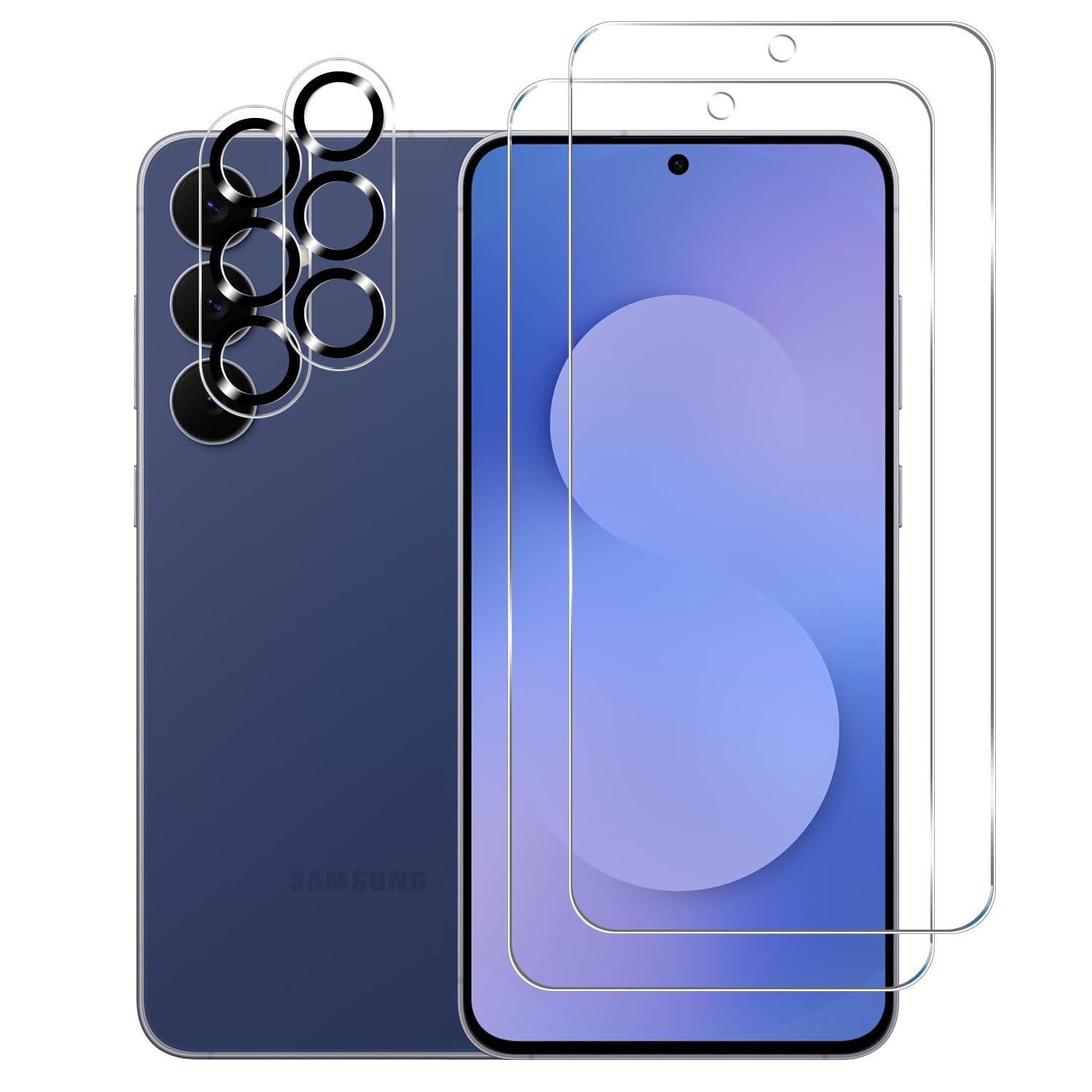 BIGFACE Galaxy S25 FE Tempered Glass Screen Protector + Camera Lens Protector [2 + 2 Pack][Case Friendly][Anti-Scratch][Ultrasonic Fingerprint Unlock] HD Protective Film for Samsung Galaxy S25 FE
