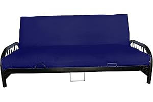 D&D Futon Furniture Futon Covers, Covering 10 inch Thick, Mattress Slipcovers, Polyester Poplin (Full 10x54x75, Navy Blue)