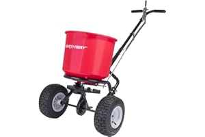 EarthWay 2600A-PLUS Spreader Lawn Aerator & Fertilizer Spreader, 40lb Hopper Capacity, Red, Durable, All Terrain Pneumatic Tires, Rust-Proof Polypropylene, Epoxy Coated Steel Frame