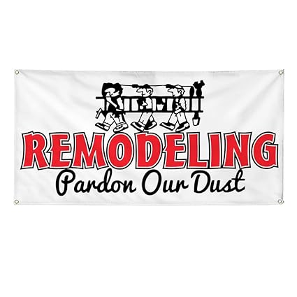 Amazon Com Vinyl Banner Sign Remodeling Pardon Our Dust Business