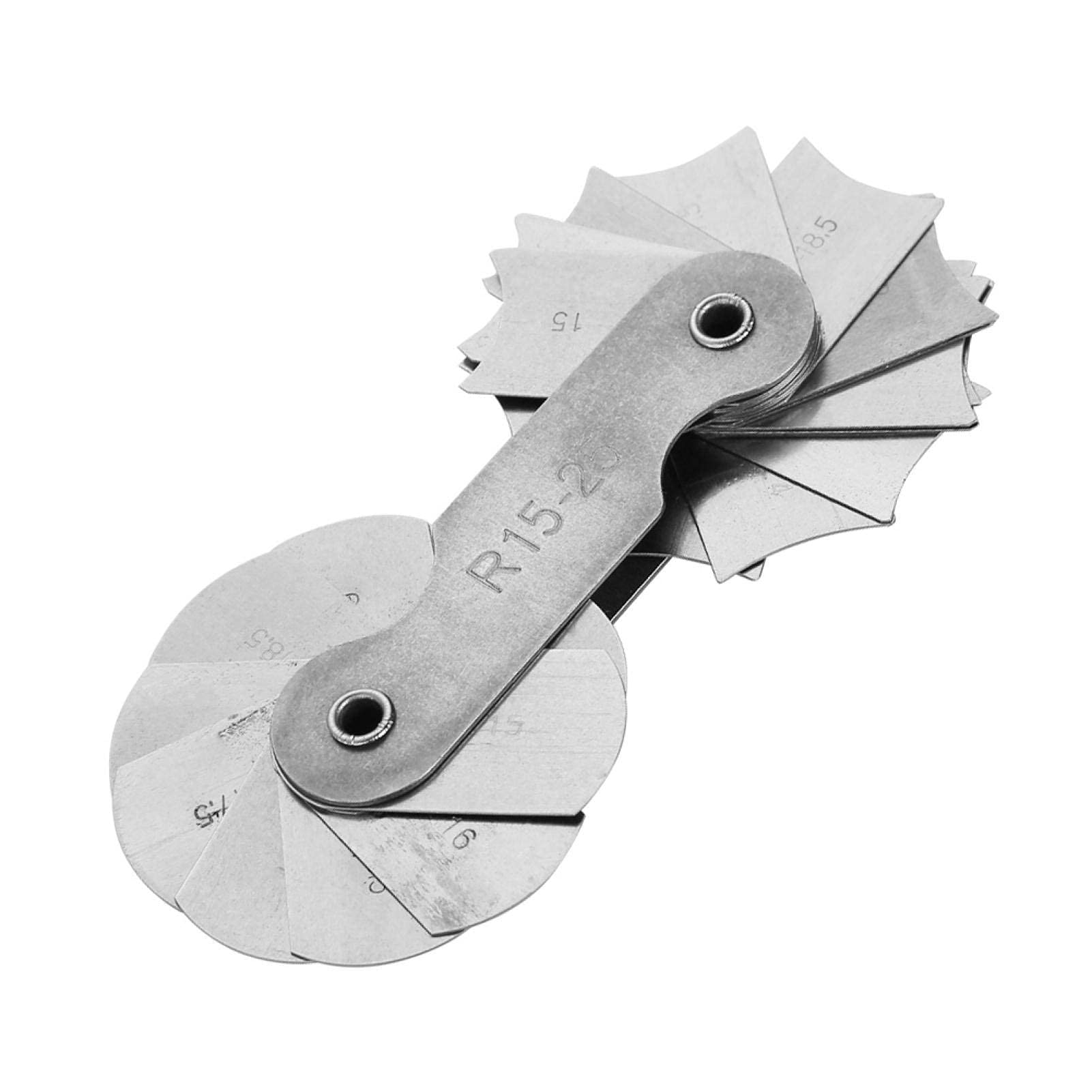 Radius Gauge Portable Stainless Steel Radius Fillet Gauge External Internal Concave Convex Measuring Tool with Clear Marking and Rust Protection