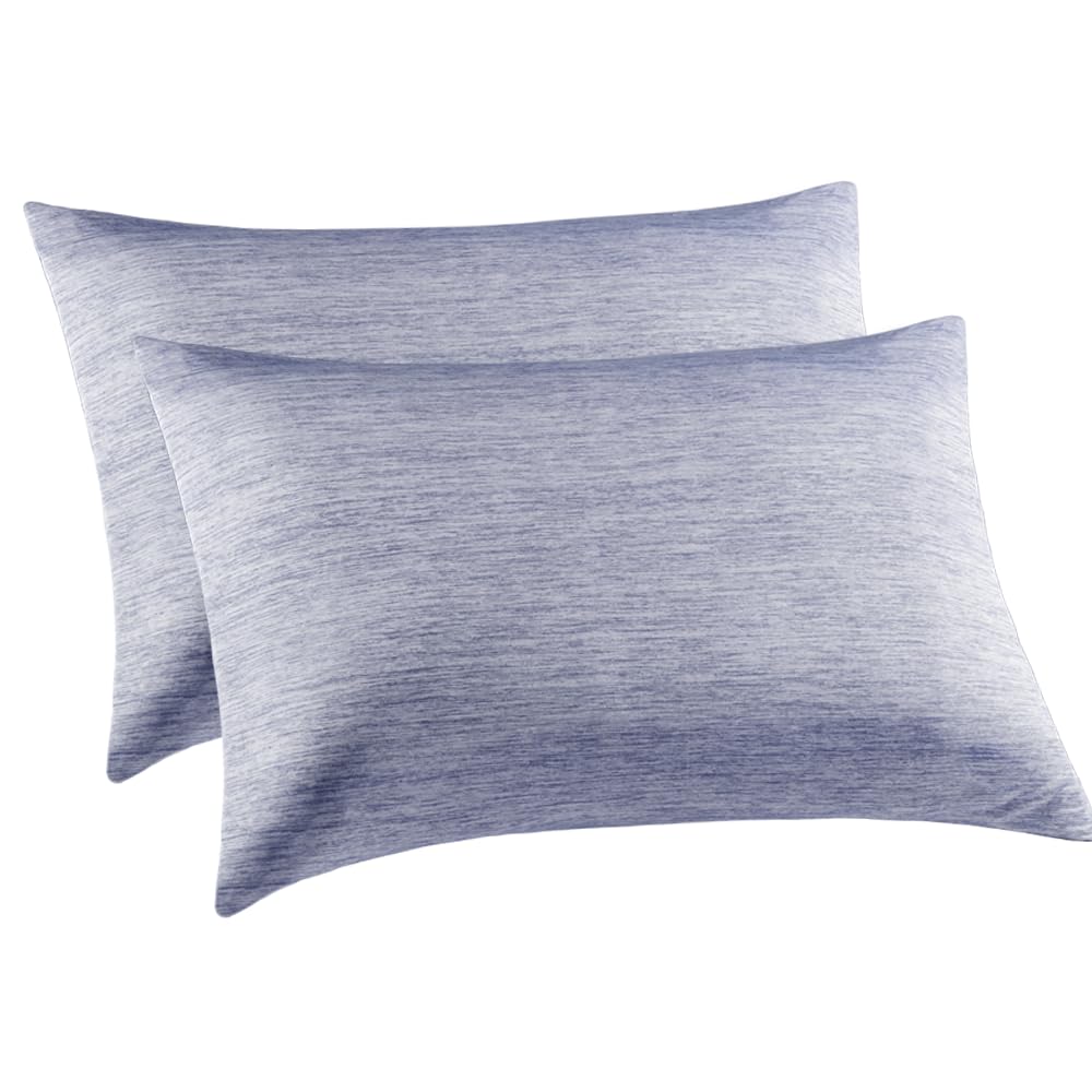 Elegear Cooling Pillowcases 2 Pack, Summer Cool Pillow Cases for Hot Sleepers, Japanese Arc-Chill Cooling Fiber Double-Sided Cushion Covers Hidden Zipper, Q-Max 0.5, Breathable and Soft, 50x75cm Blue