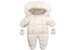 CYTAFE Baby Girl Boy Snowsuit Cute Down Jacket Hooded Romper Light Puffer Padded Jumpsuit Infant Winter Outwear