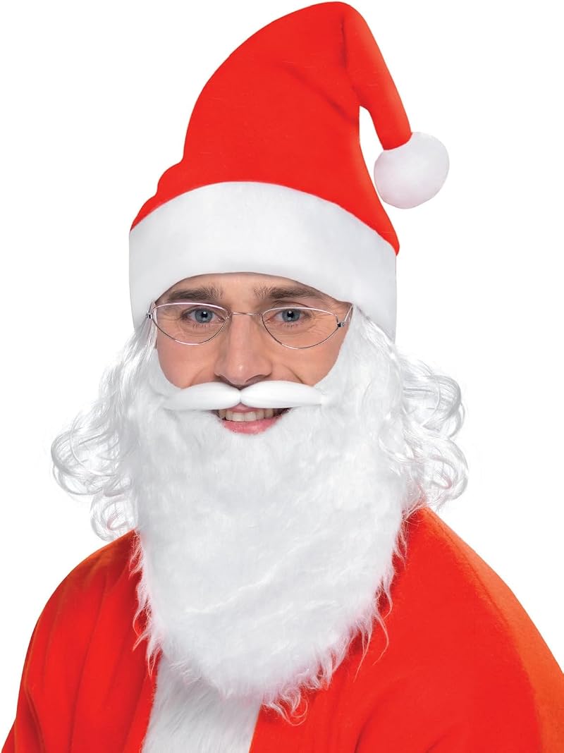 Smiffys Mens Santa Claus Christmas Costume Set One Size White Red Polyester Wig