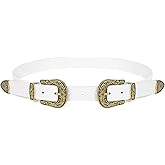 JASGOOD Double Buckle Western Belts For Woman Cowgirl Country Belt Vintage Black Leather Belt For Jeans Pants Dresses