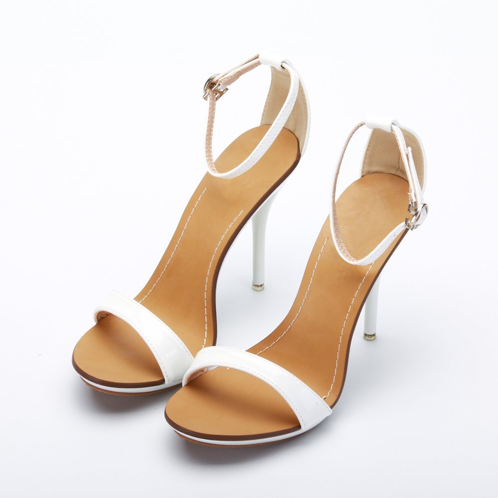 OCHENTA Women's Ankle Strap Stiletto High Heel Dress Sandals White Size US 8 - Image 3