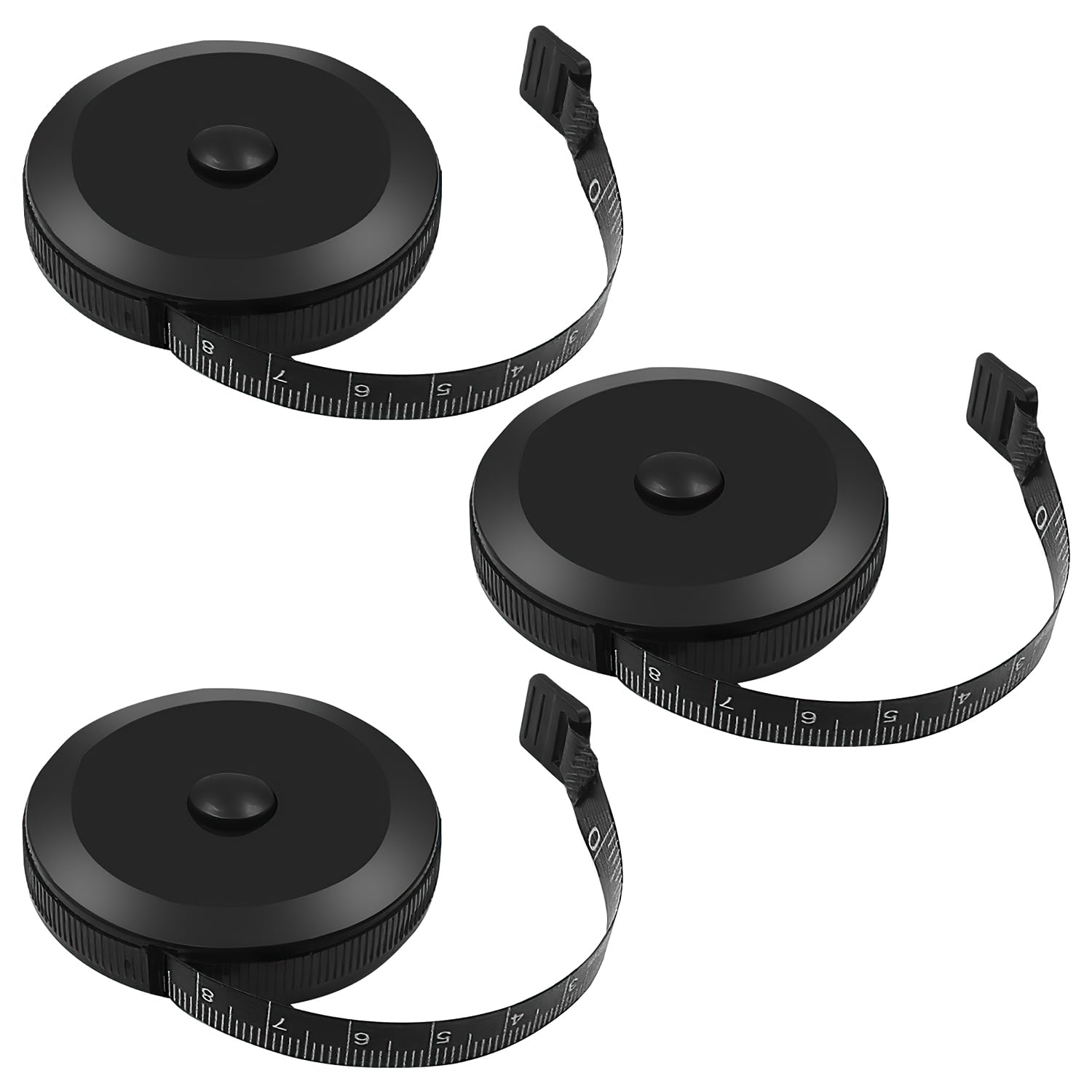 3Pcs Tape Measure Body, 1.5M/60 Inch Body Tape Measure Retractable Body Measuring Tape Soft Fabric Tape Measure Dual Sided Tape Measure Sewing for Body Tailor Sewing Clothes (Black)