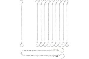 HEDGBOBO 10 Pack 25" SIL Storagehook Silver Hanging Chains with S Hooks for Hanging Bird Feeders Planters Baskets Billboards Lanterns Wind Chimes Ornaments