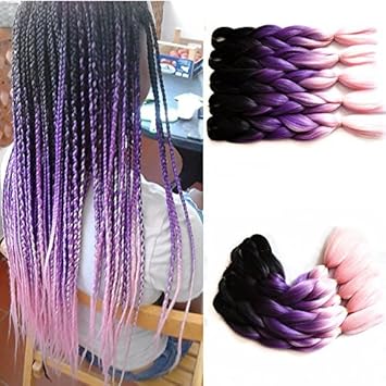 Yangsi 5 Pack 100g Synthetic Crochet Braids Hair Black Ombre