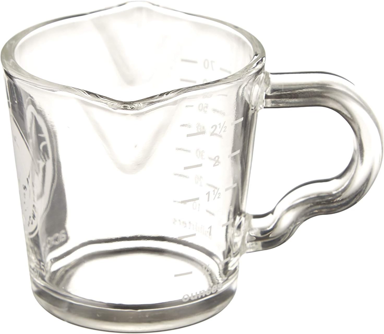 Rhino Coffee Gear BRESG01 Measuring Glass-Double with Spouts and Handle, Every 1/2oz marked – Clear Accurate Measuring Liquid Shot Glass with Heavy base