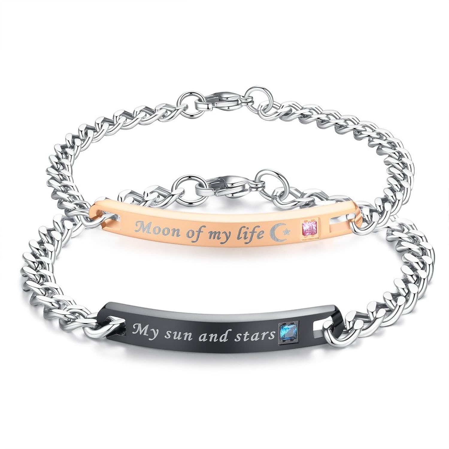 COAI® Pulsera de Pareja Relación His Queen Her King Acero inoxidable Mate