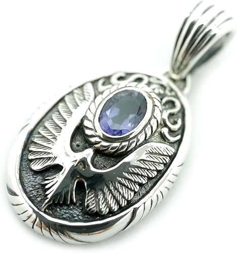 Amazon シルバーワン シルバー925 イーグル エンブレム ペンダントトップ ネックレス メンズ Mm アイオライト インディアンジュエリー ネックレス 通販