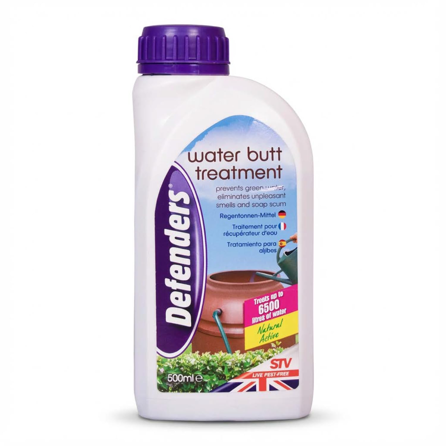 Defenders Water Butt Treatment – 500 ml, Safe & Natural Concentrated Formula, Treats Rainwater and Household Grey Water