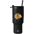 Simple Modern Officially Licensed NHL Chicago Blackhawks 30 oz Tumbler with Flip Lid and Straws | Hockey Insulated Cup Stainless Steel | Gifts for Men Women | Trek Collection | Chicago Blackhawks