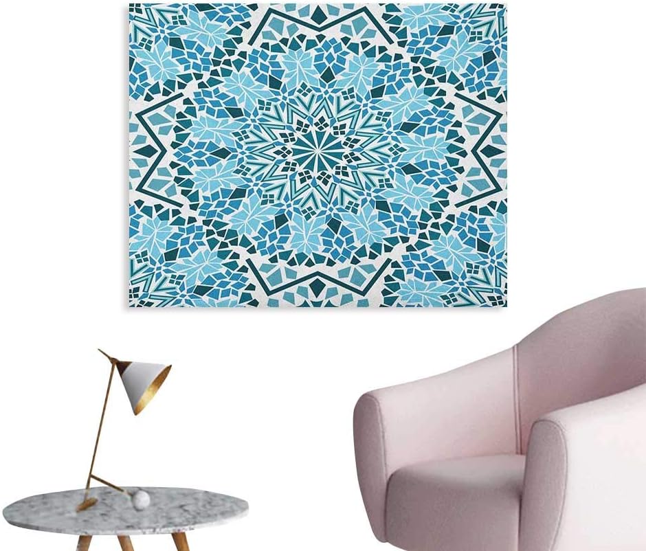 Moroccan Wall Picture Decoration Moroccan Architecture Consists of Geometrically Patterned Mosaic and Stars Eastern Wall Poster Blue White W36 xL32