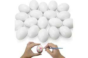BCUEIDO 20 PCS White Wooden Eggs to Paint Fake Easter Eggs Dummy Faux Wooden Eggs for Crafts, Easter Decorations, Home Decoration