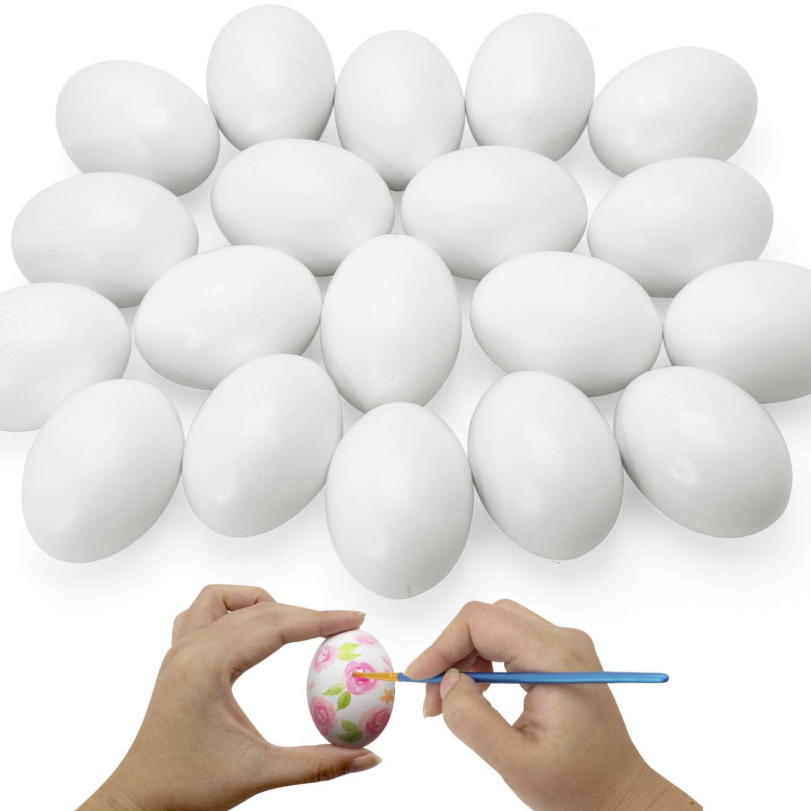 20 PCS White Wooden Eggs to Paint Fake Easter Eggs Dummy Faux Wooden Eggs for Crafts, Easter Decorations, Home Decoration