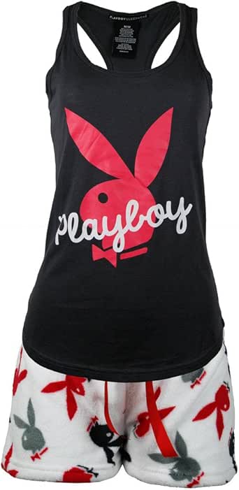 Playboy Women's Logo Racerback Tank with Plush Shorts ...