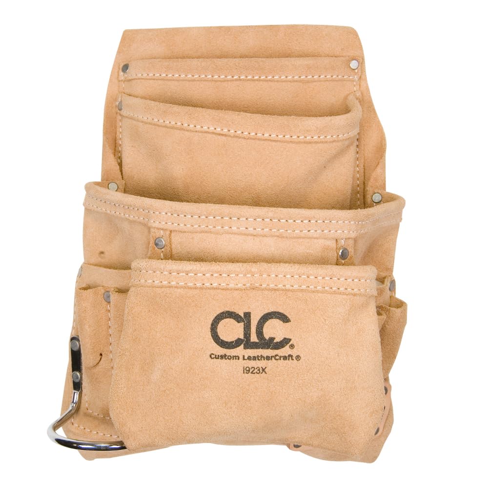 Custom Leathercraft CLC I923X Suede Carpenter's Nail and Tool Bag, 10 Pocket