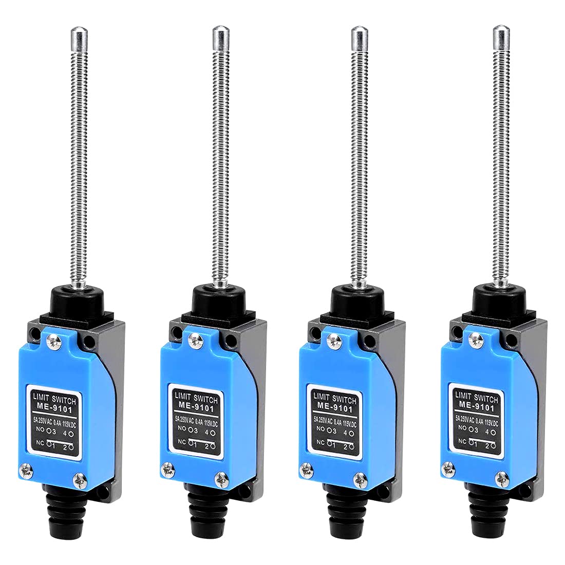 GUUZI 4pcs ME-9101 Flexible Coil Spring Rod Momentary Limit Switch (1NC+1NO) 0~250V/ 5A