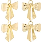 Beebeecraft 1 Box 10Pcs Bowknot Charms Small 18K Gold Plated Brass Bow Tie Charms with Jump Ring for Jewelry Making Necklace Bracelet Earring DIY Crafts (Hole: 3mm)