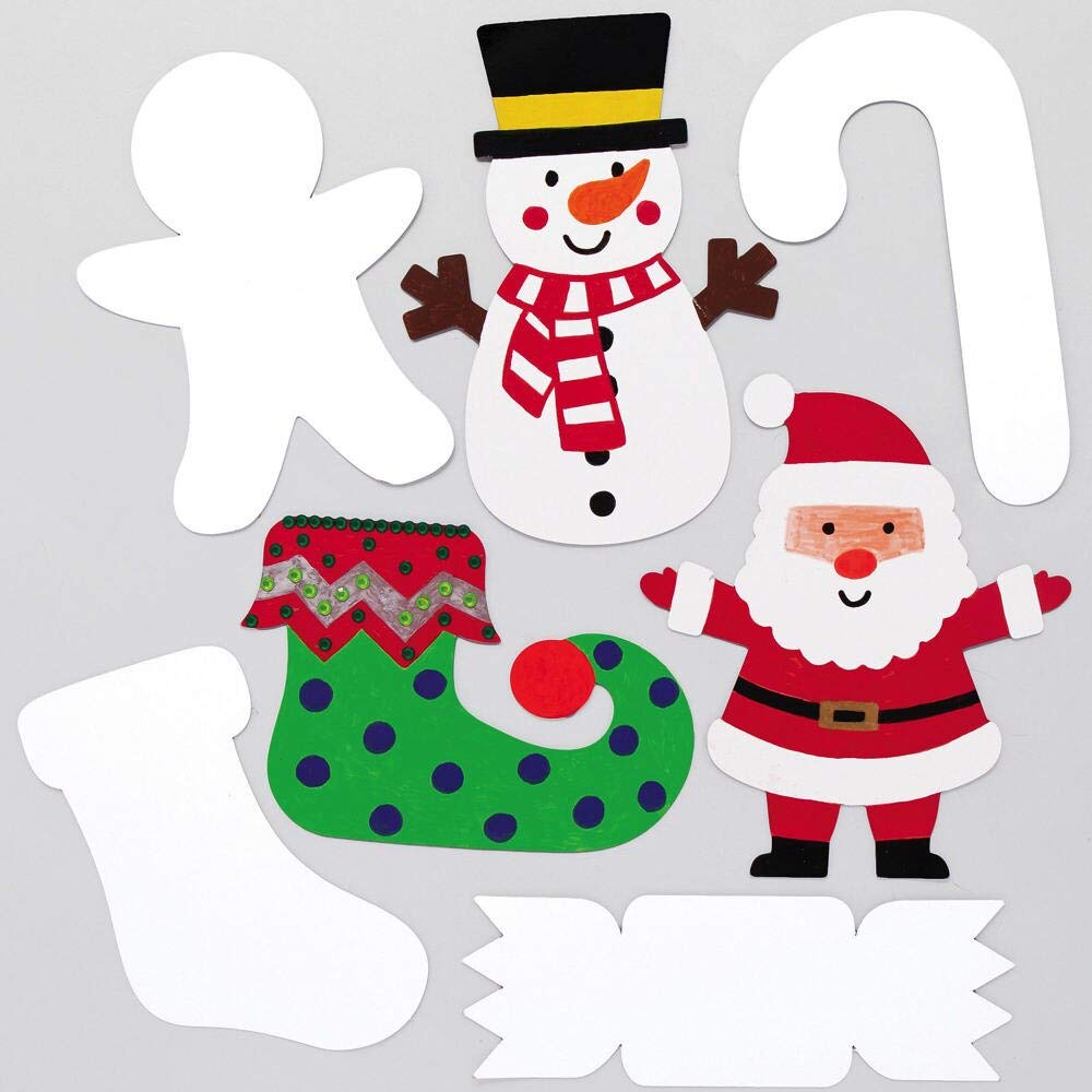 Baker Ross AX518 Card Christmas Shapes - Pack of 30, Xmas Blanks for Kids Arts and Crafts and Decoration Making this Festive Season.