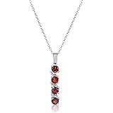 Amazon Collection Womens Sterling Silver Created Gemstones Four Stone Pendant Necklace
