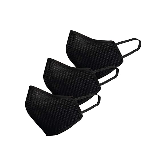 Unisex's Fabric Face (Pack of 3) (AIR PRO MASK Set of 3 Black OS)