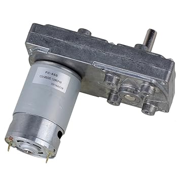 CNBTR 12-Volt-Elektrischer DC-Getriebemotor mit Metallgetriebekasten, Vierkant-Hochdrehmoment-Untersetzungsgetriebe, Silber, 