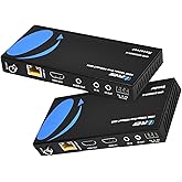 OREI HDMI Extender HDBaseT 400ft - 4K2K@60Hz RS-232 HDR Two-Way IR CEC PoC | 4K60 HDBaseT Extender &ndash; HDMI Loop Out, HDR10+, Dolby Vision, 3.5mm Audio, IR, RS-232, PoC, 400ft (UHD-EXB400R-K)