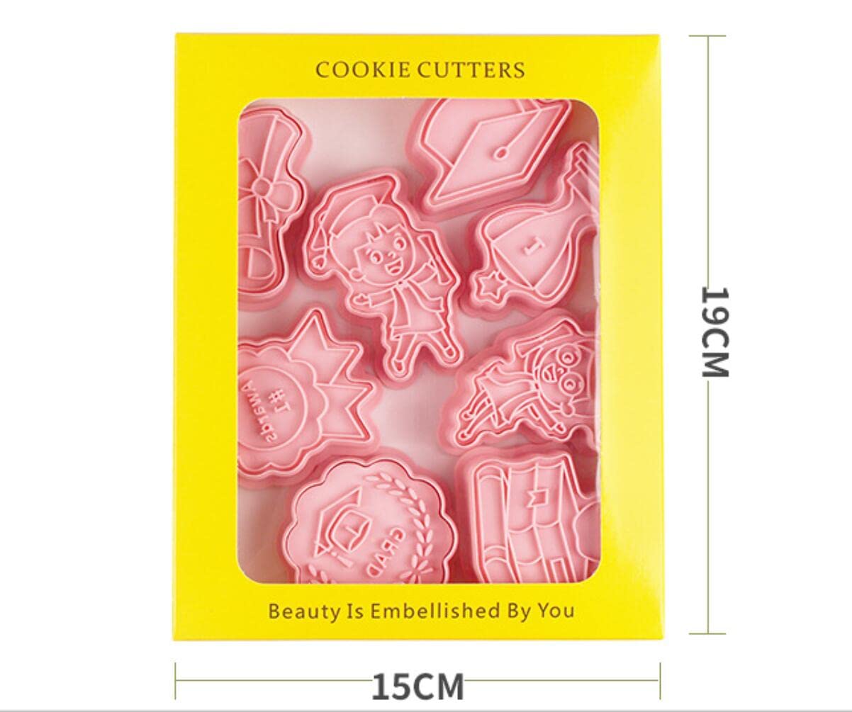 8 Pieces Cute Happy Graduaction Cookie Cutters Plastic Graduation