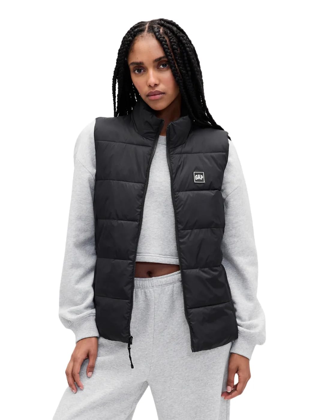 GAP womens Logo Lightweight Puffer Vest Black 1 S