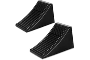KOMOKERU Heavy Duty Wheel Chocks, 2 Pack Rubber Wheel Block Front and Back, Non-Slip Base with Nylon Rope, Dual Wheels Rubber Tire Chocks,Wheel Stoppers for Travel Trailers Car, RV Camper Aircraft Truck