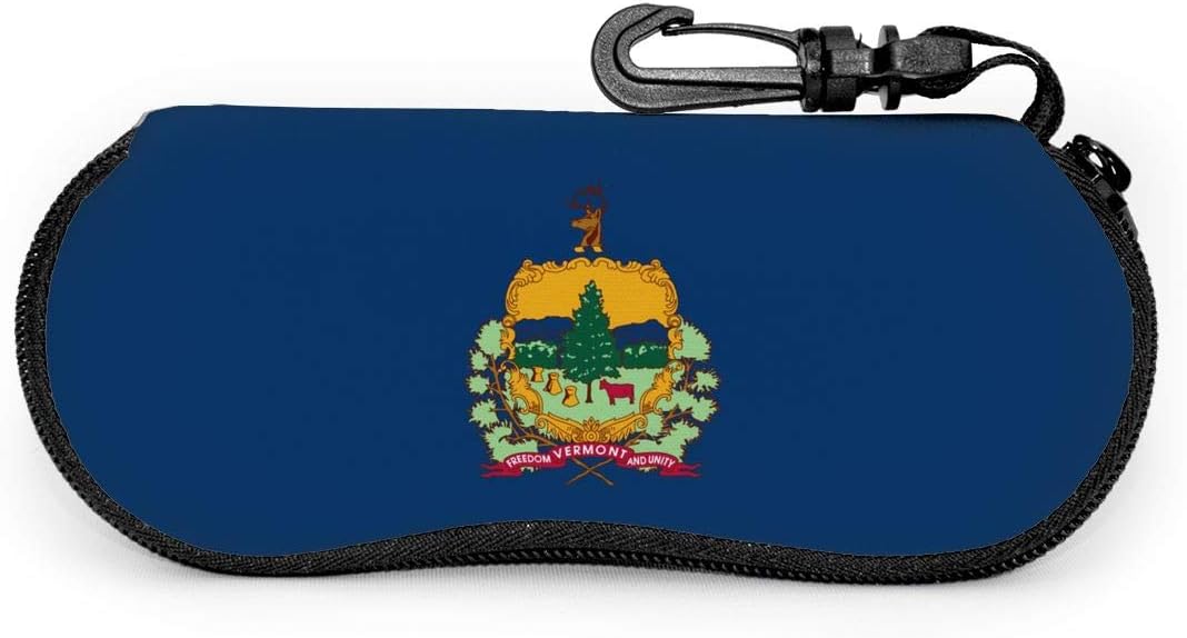 Vermont Flag Fashion Eyeglass Case, Sunglasses Soft Case With Carabiner