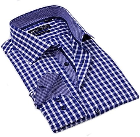 LVs Mens Shirt,Navy Gingham/Navy,4X Tall