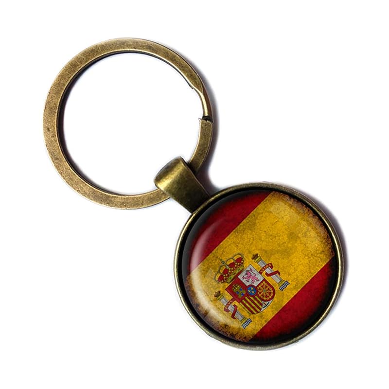 Spain Spanish España Flag Bronze Keychain Keyring Handmade