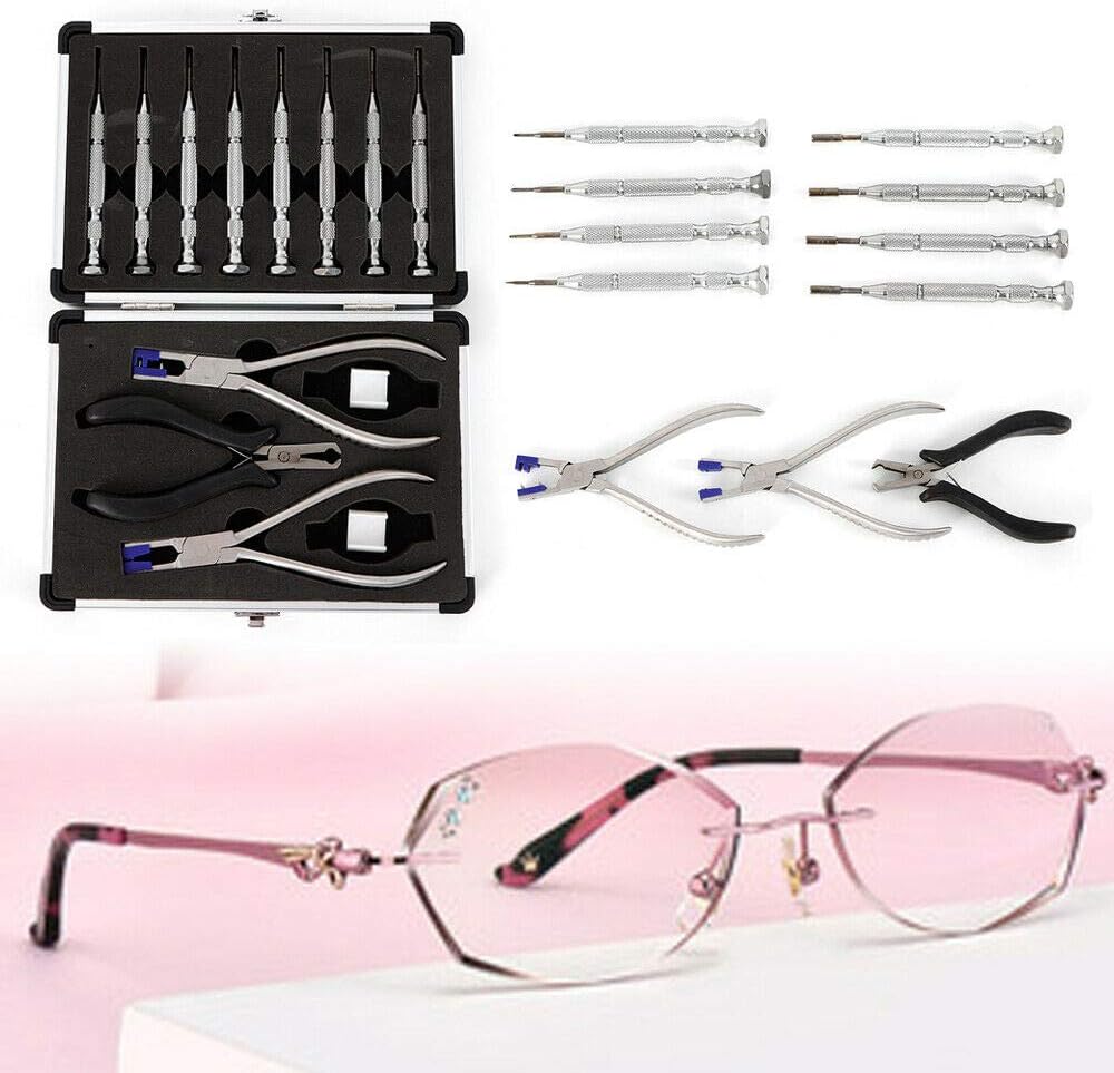 11PCS Eyeglasses Plier Set, Rimless Glasses Frames Optical
