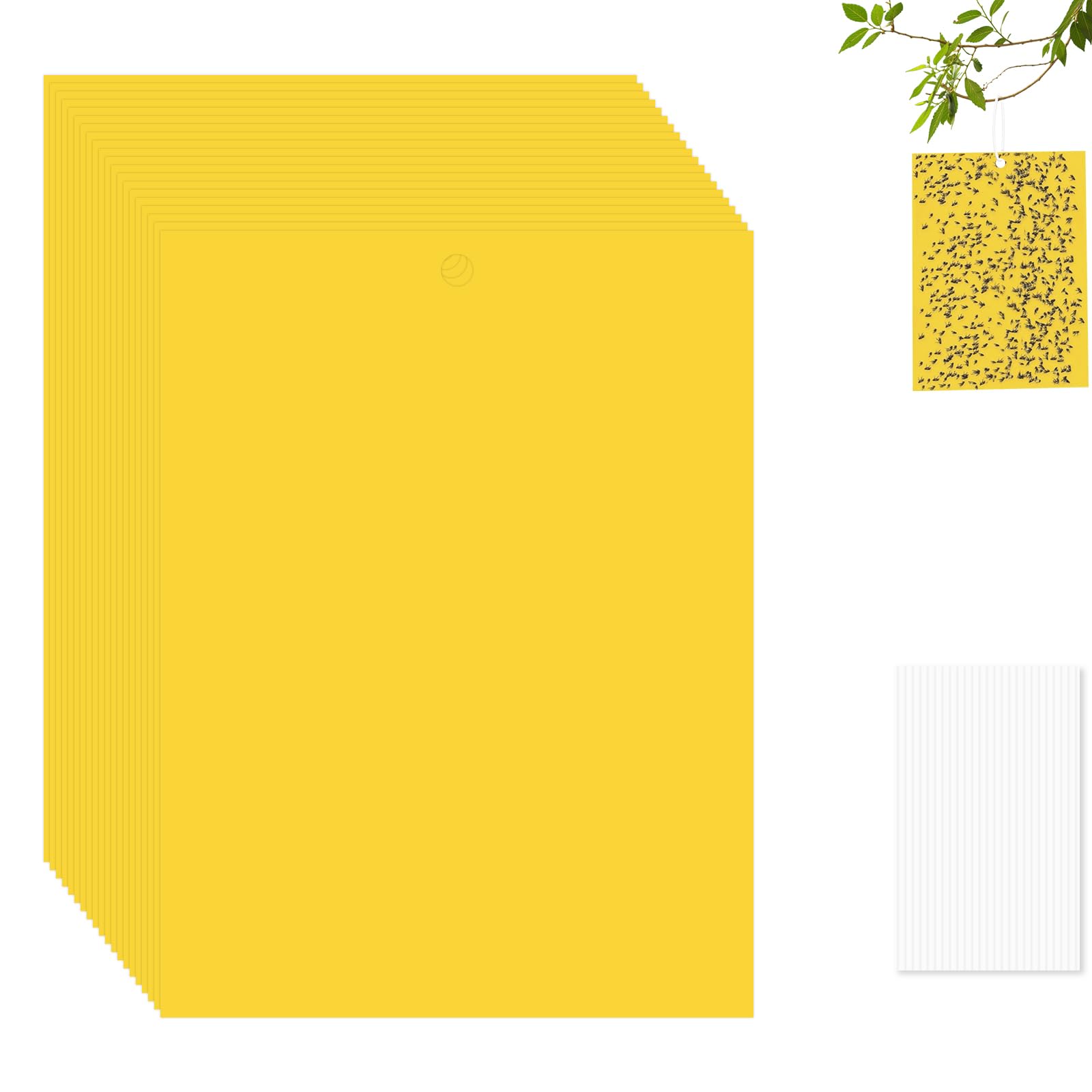 GOTRUST 20Pcs Yellow Fly Control Stickers, 15x20cm Double-Sided Plant Fly Catcher, Fruit Flies Trap, Insect Gnat Trap for Mosquitos, Flying Aphid, Whiteflies, Fungus Gnat and Vermin