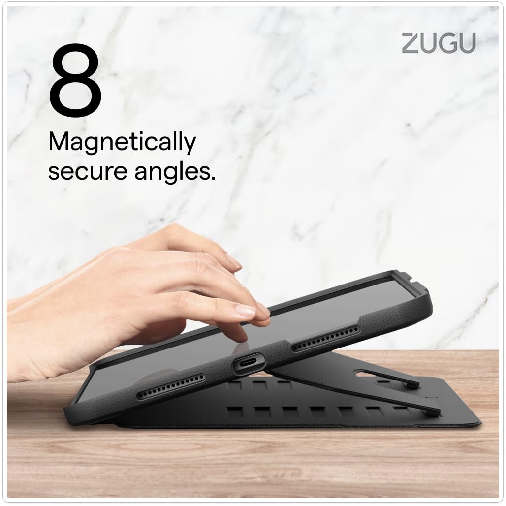 ZUGU CASE for iPad Air 11 (M3 2025 / M2 2024) iPad Air 4 & 5 10.9 Inch (2020/2022) - Protective, Ultra Thin, Magnetic Stand, Sleep/Wake Cover with Apple Pencil Charging & Storage - Black