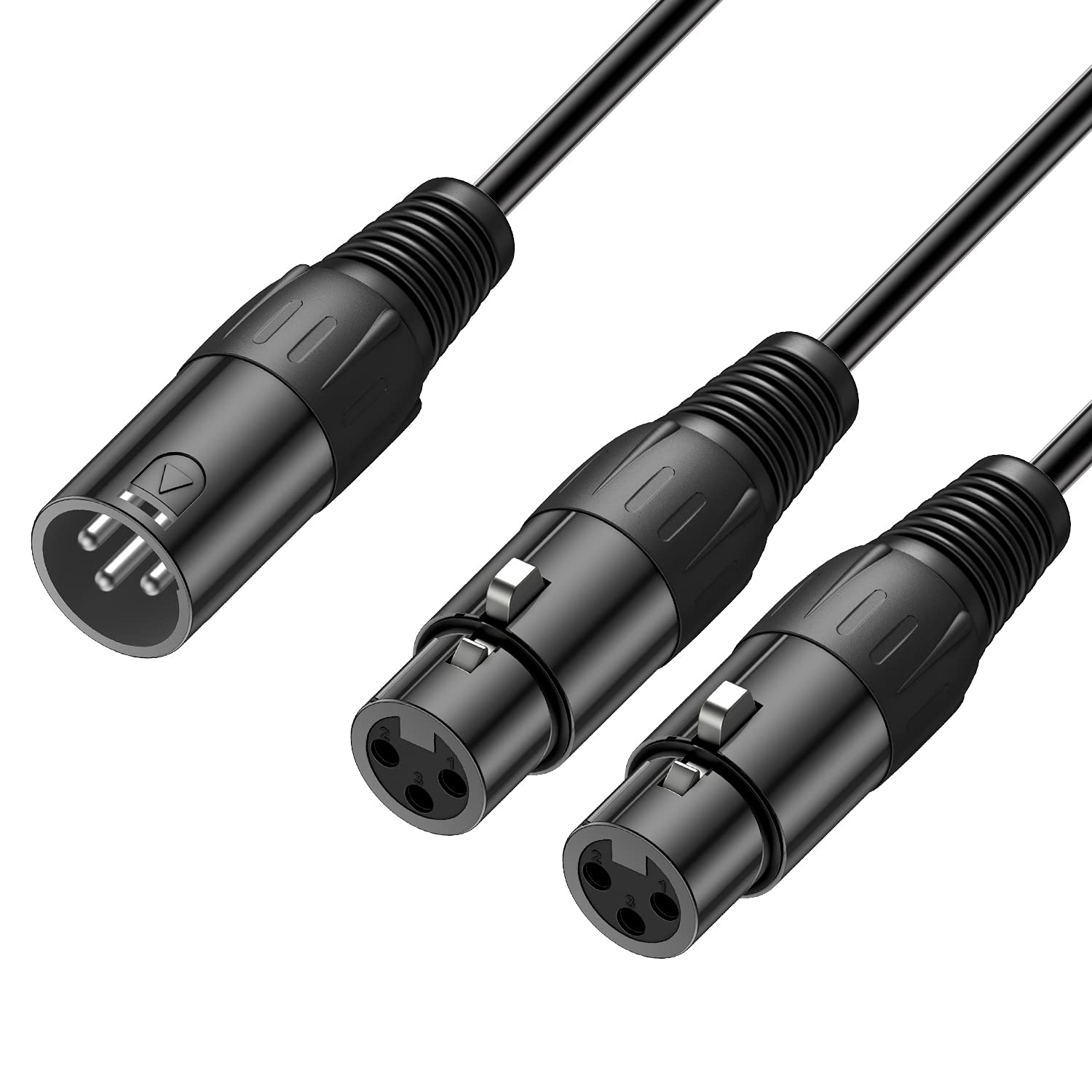 J&D XLR Splitter Cable, Gold Plated Heavy Duty 3 Pin XLR 2 Female to 1 Male Y Splitter Balanced Microphone Cord Adapter for Record, Mixer, AMP, Speaker, 1.6 Feet