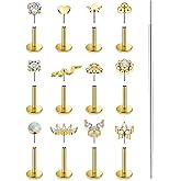 Xnsjeyy 20G 18G 16G Threadless Flat Back Earrings Nose Studs 316L Surgical Steel Tragus Forward Helix Conch Cartilage Lobe Earrings Stud Medusa Labret Monroe Lip Ring Piercing Jewelry For Women Men