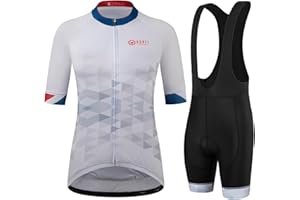 GCRFL Women's Cycling Jersey Set Short Sleeves Bike Jersey Zipper Pocket Bicycle Shorts with 4D Padded, Cycling Clothes Women