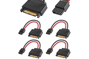 DKARDU 4Pcs SATA 15-Pin Male to SATA 6-Pin Female Slimline Power Adapter Cable for Slimline SATA Hard Drives, 12inch (30cm)