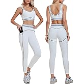 AFZ Yoga Sets for Women with Pockets 2 Piece Workout Pilates Outfits Leggings Sports Bra Athletic Sets