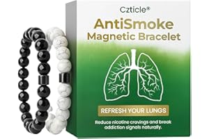 CVREOZ Czticle Anti Smoke Magnetic Bracelet, Smoking Cessation Bracelet for Women Men, Czticle Anti Smoke Therapy Bracelet, Helps Relief Anxiety Frustration Irritability (Black + White)