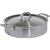 Made In Cookware - 6 Quart Stainless Steel Rondeau Pot w/Lid - 5 Ply Stainless Clad - Professional Cookware - Made in Italy -