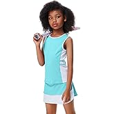 LIONJIE Girls Tennis Golf Dress Outfit Sleeveless Tank Top and Skorts Sets Sport Skirt with Shorts Pockets 3-12Y